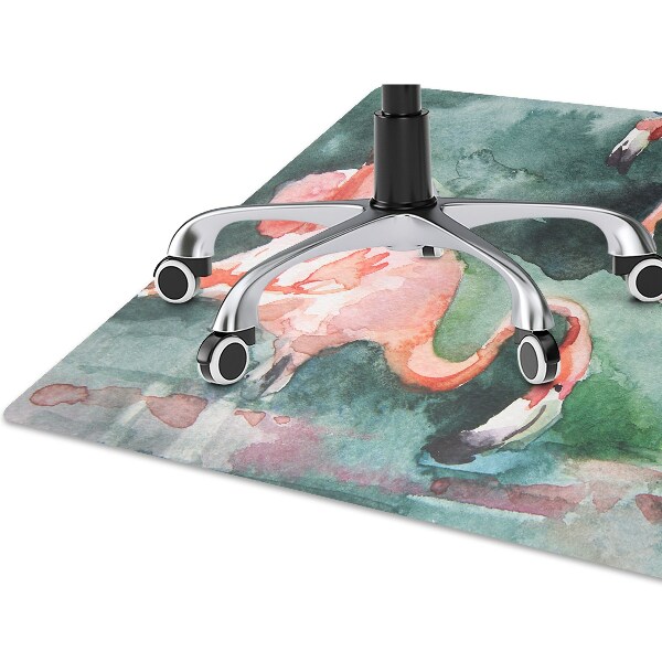 Office chair mat painted flamingos