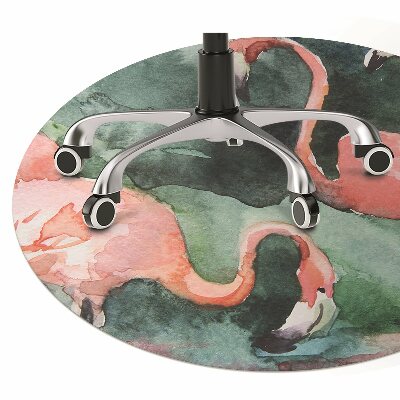 Office chair mat painted flamingos