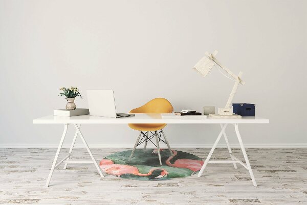 Office chair mat painted flamingos