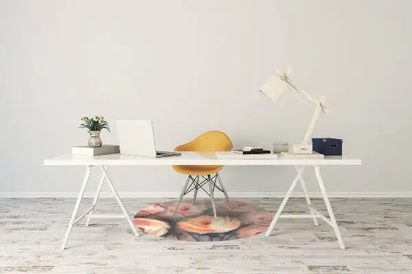 Office chair mat orange roses
