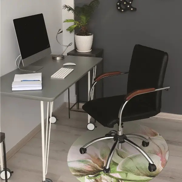 Office chair mat magnolia flowers