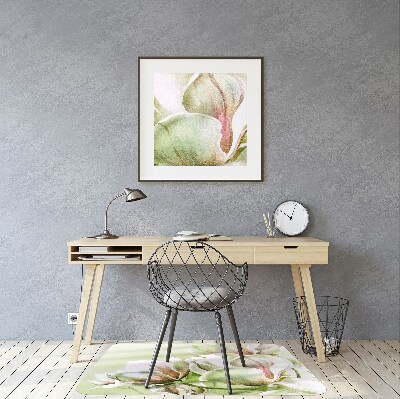 Office chair mat magnolia flowers