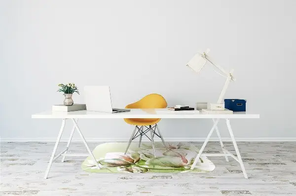 Office chair mat magnolia flowers