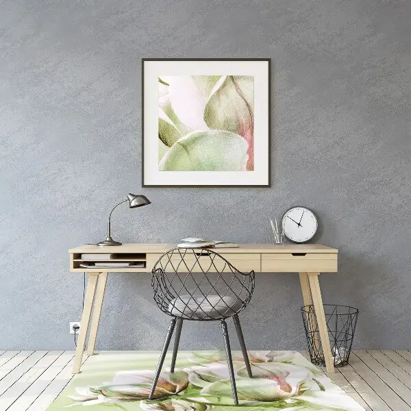 Office chair mat magnolia flowers