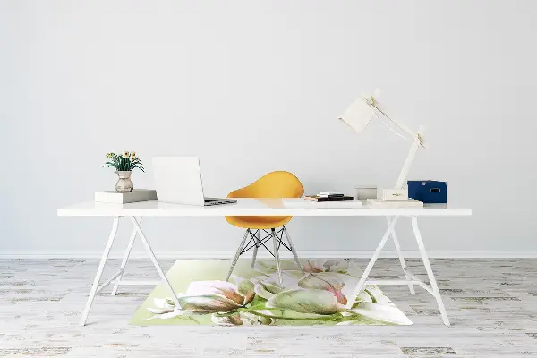 Office chair mat magnolia flowers