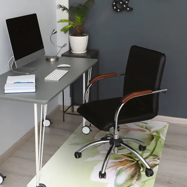 Office chair mat magnolia flowers