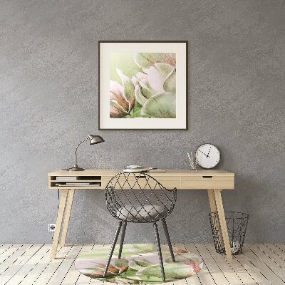 Office chair mat magnolia flowers