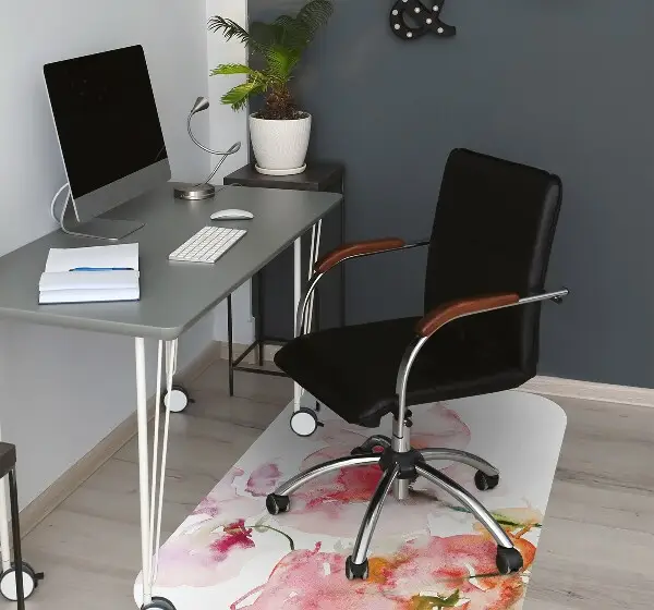 Office chair mat watercolor flowers
