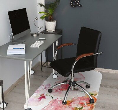 Office chair mat watercolor flowers