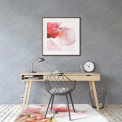 Office chair mat watercolor flowers