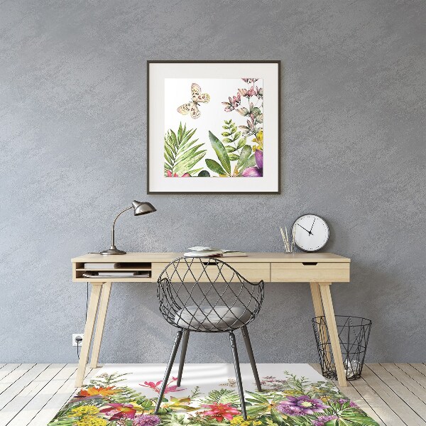 Office chair floor protector tropical plants