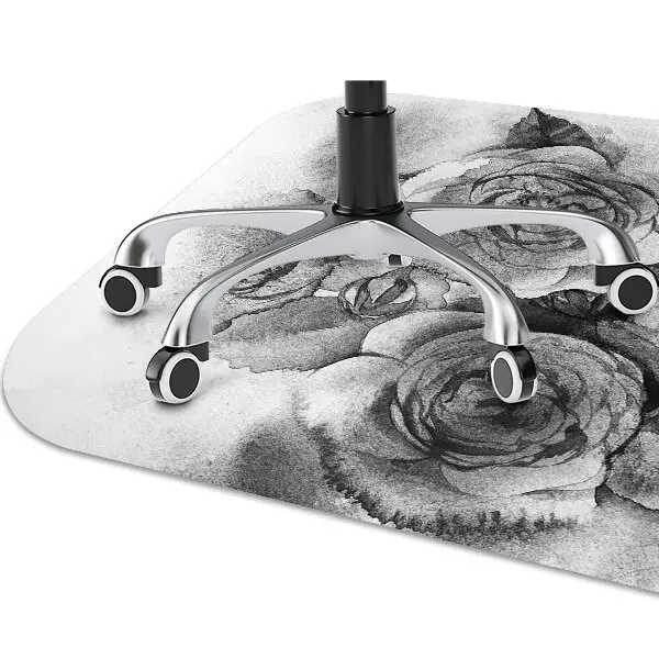 Office chair mat Black-and-white roses