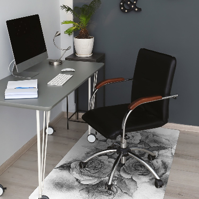 Office chair mat Black-and-white roses