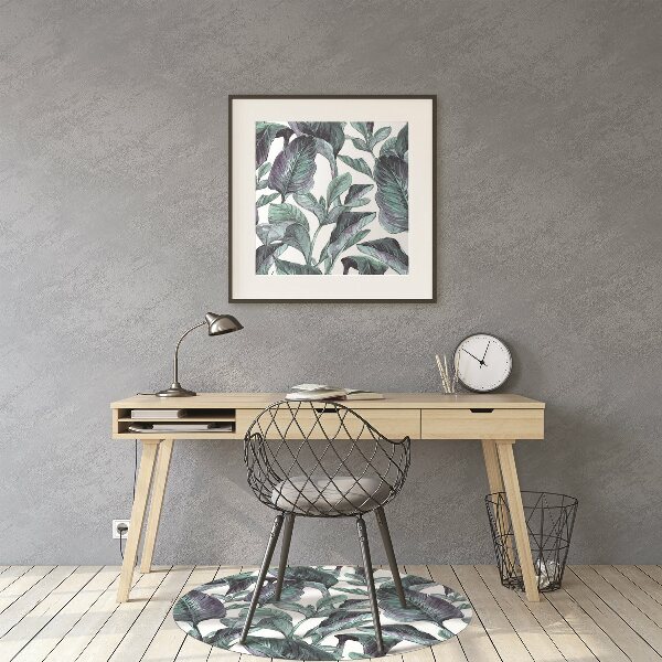 Office chair mat exotic leaves