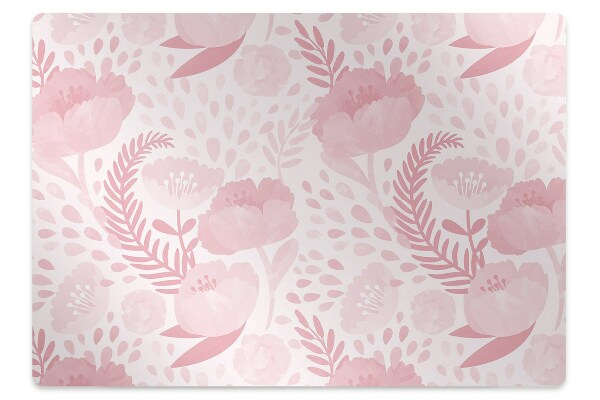 Desk chair mat pink poppies