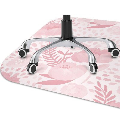 Desk chair mat pink poppies