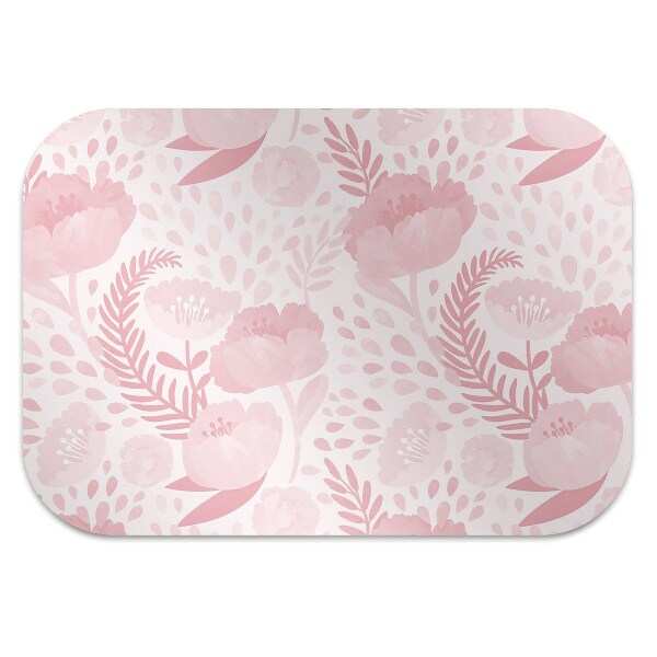 Desk chair mat pink poppies
