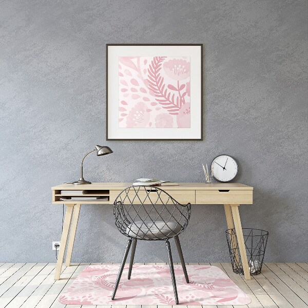 Desk chair mat pink poppies