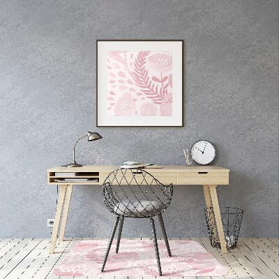 Desk chair mat pink poppies