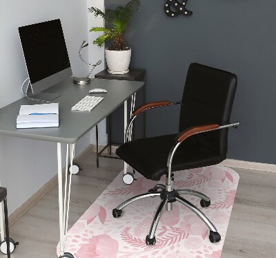 Desk chair mat pink poppies