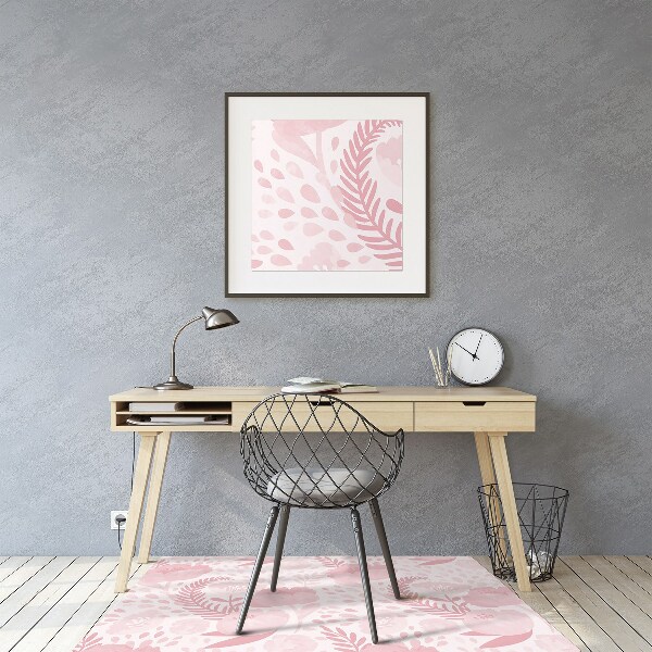 Desk chair mat pink poppies