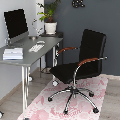 Desk chair mat pink poppies