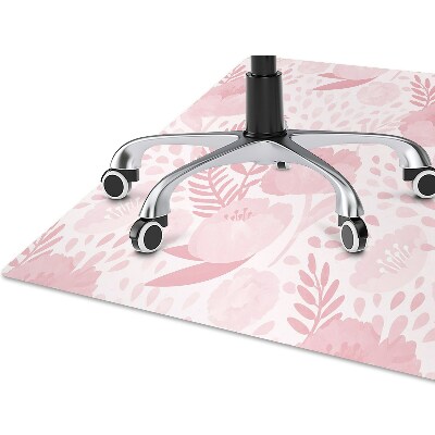 Desk chair mat pink poppies