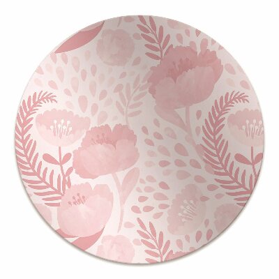 Desk chair mat pink poppies