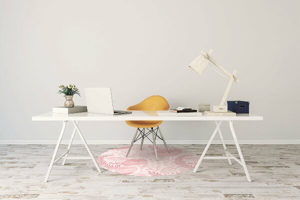 Desk chair mat pink poppies