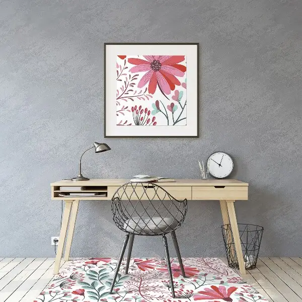 Office chair floor protector flowery pattern