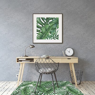 Office chair mat tropical leaves