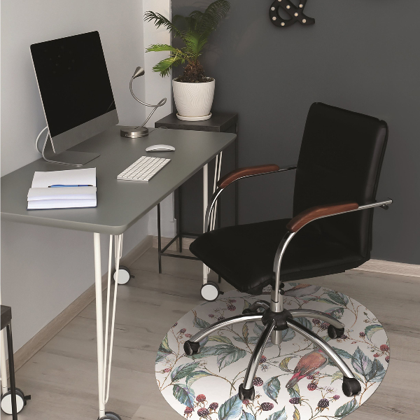 Chair mat floor panels protector Birds in raspberries