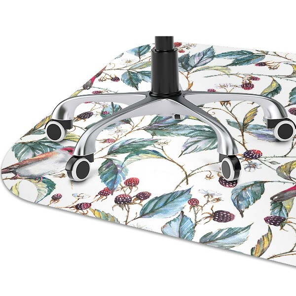 Chair mat floor panels protector Birds in raspberries