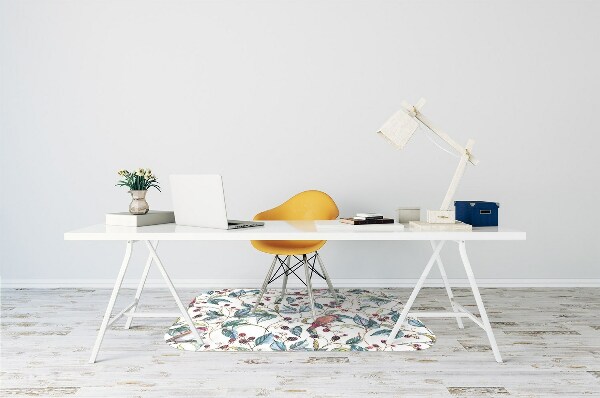 Chair mat floor panels protector Birds in raspberries