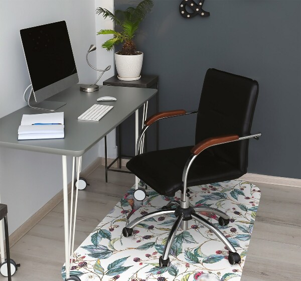 Chair mat floor panels protector Birds in raspberries