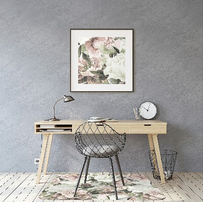 Office chair floor protector Vintage bouquet of roses