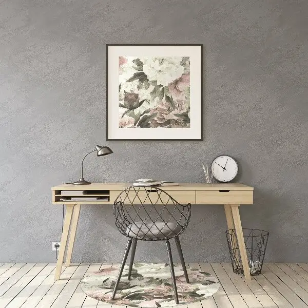 Office chair floor protector Vintage bouquet of roses