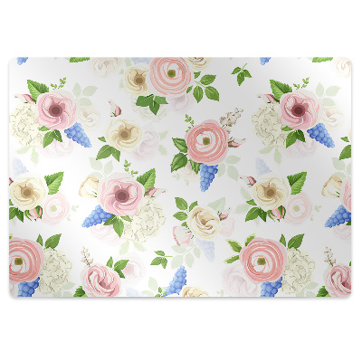 Office chair mat drawn flowers