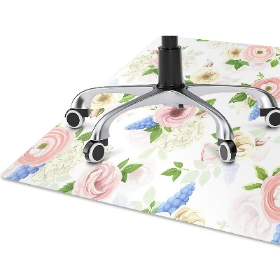 Office chair mat drawn flowers