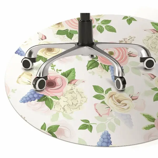Office chair mat drawn flowers