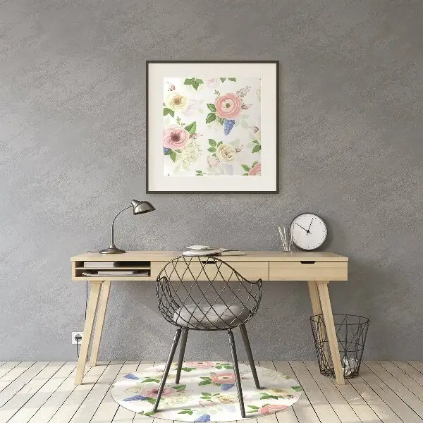 Office chair mat drawn flowers