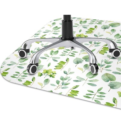 Office chair floor protector green leaves