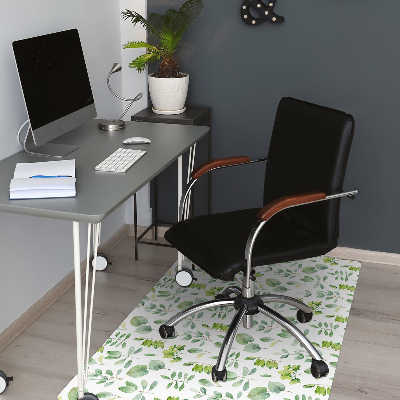 Office chair floor protector green leaves