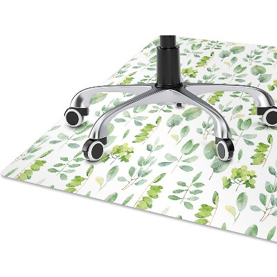 Office chair floor protector green leaves