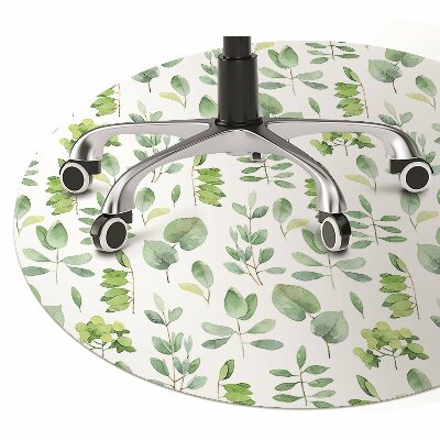 Office chair floor protector green leaves