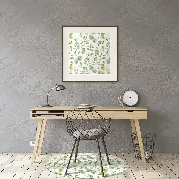 Office chair floor protector green leaves