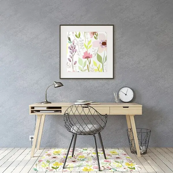 Office chair mat Colorful flowers