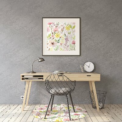 Office chair mat Colorful flowers