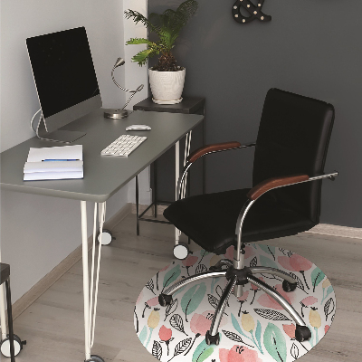 Office chair mat red flowers