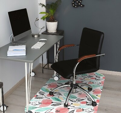 Office chair mat red flowers